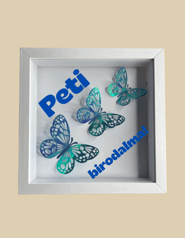 Fehér-kék pillangó 3D kép