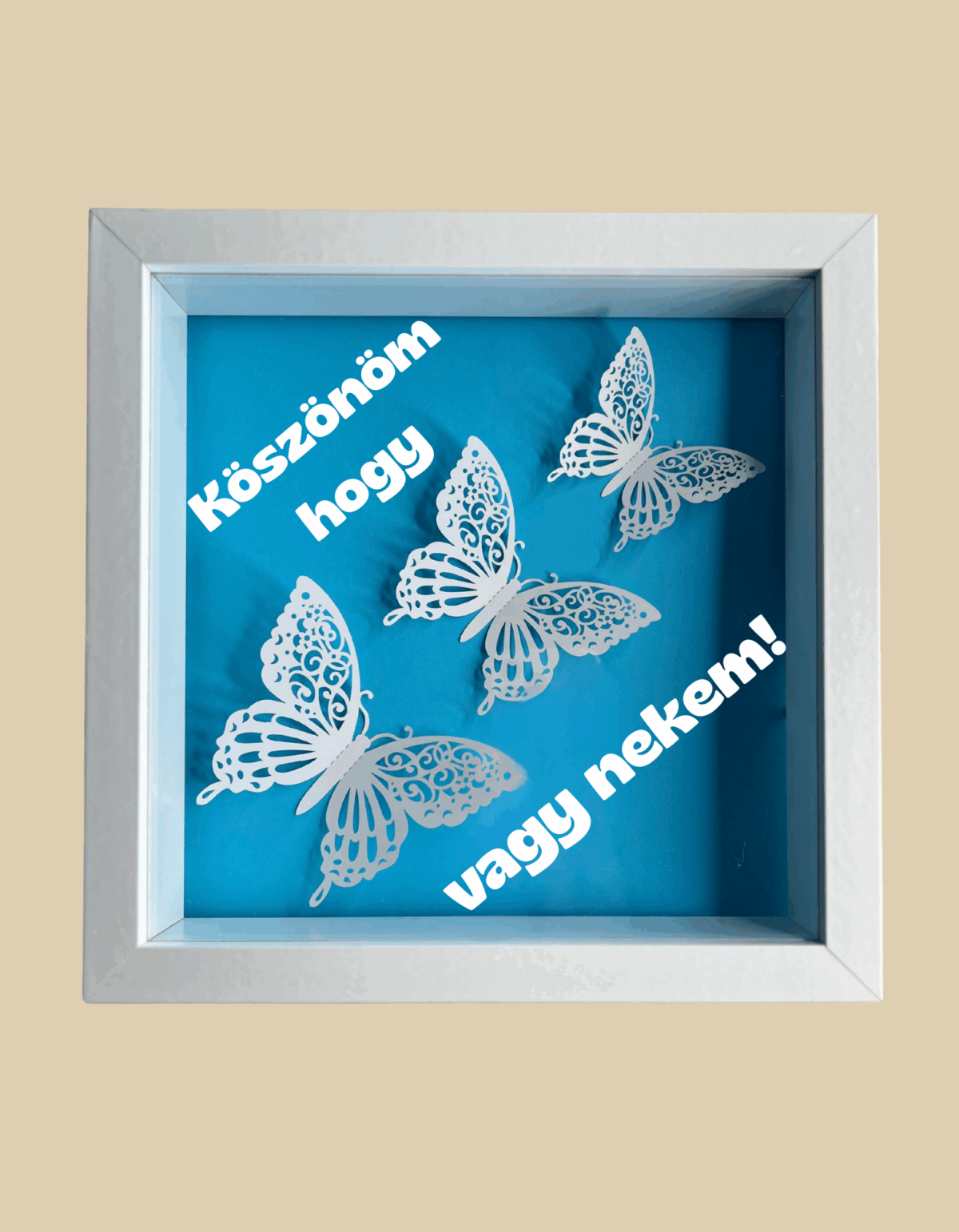 Kék háttér fehér pillangó Kék-fehér pillangó 3D kép - Image 1