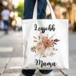 Legjobb mama barna virág fehér táska