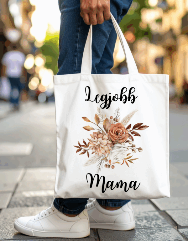 Legjobb mama barna virág fehér táska